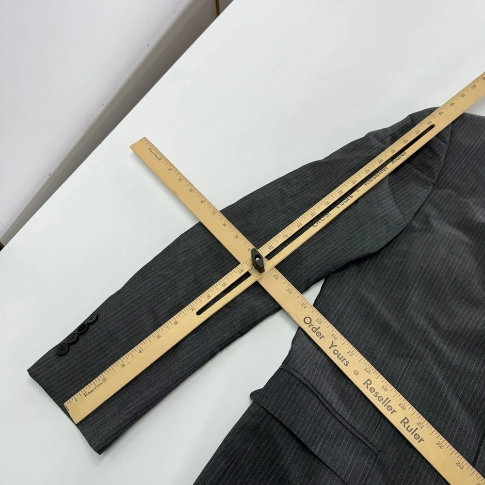 Z Zegna Blazer Mens 50L Gray Pinstripe City Wool Mohair Two Button‎ Professional